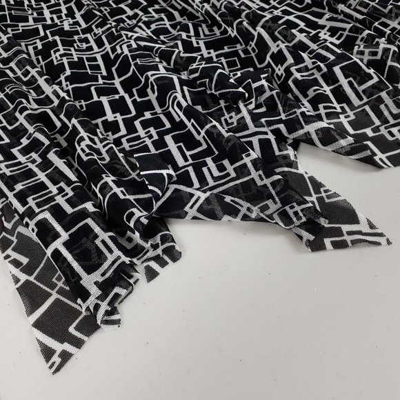 Tribal Black Geo Pattern Handkerchief-trim Midi Skirt - Picture 5 of 13